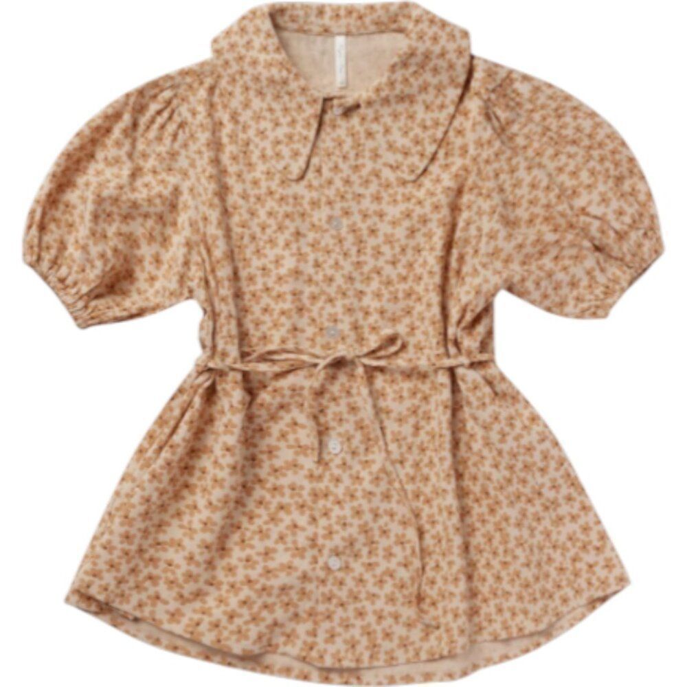 NWT! Rylee + Cru Flower Daisy Button Front Tie Waist Primrose Olive Dress 8-9Y